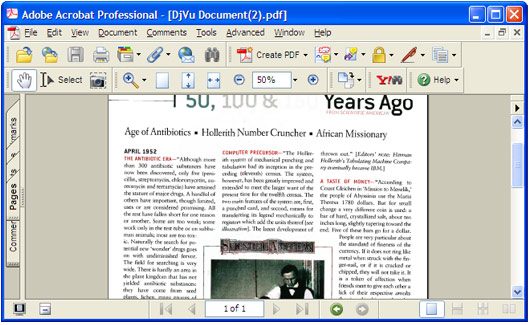 Konvertiertes Dokument in Adobe Acrobat.