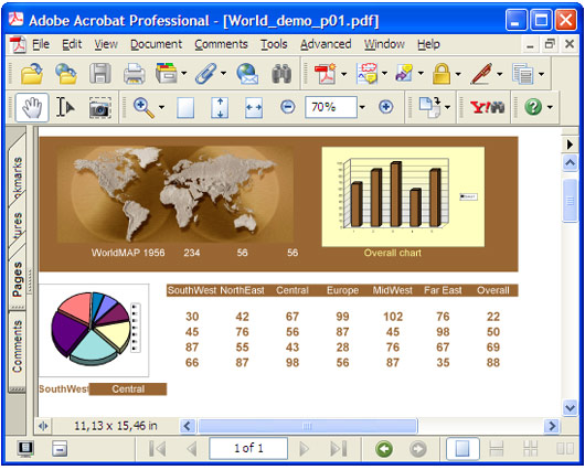 Konvertierte Kalkulationstabelle in Adobe Acrobat.
