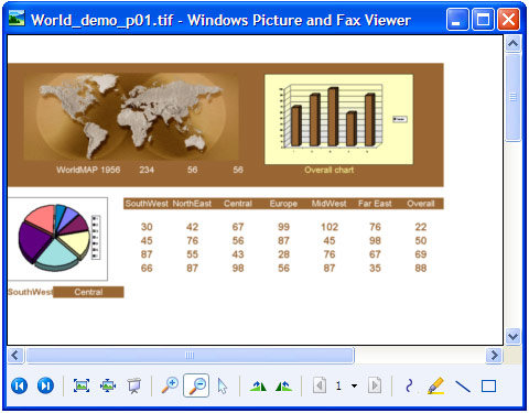 Konvertierte Kalkulationstabelle in "Windows Bild- und Faxanzeige".
