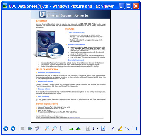 Konvertiertes Dokument in "Windows Bild- und Faxanzeige".