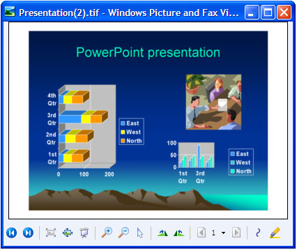 Konvertierte Präsentation in "Windows Bild- und Faxanzeige".