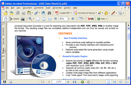 Konvertiertes Dokument in Adobe Acrobat.