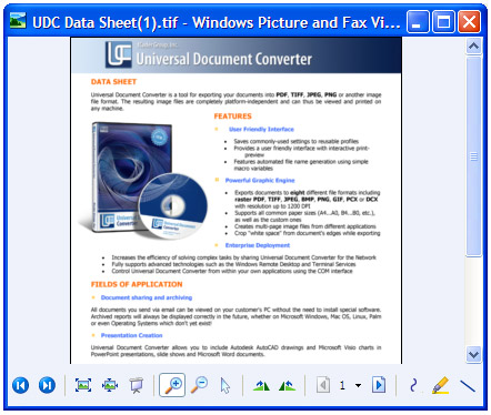 Konvertiertes Dokument in "Windows Bild- und Faxanzeige".