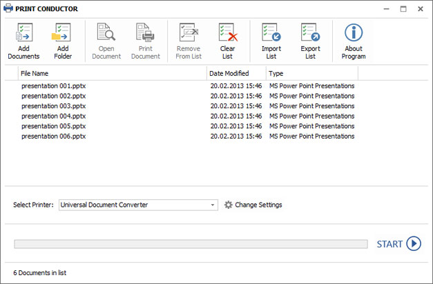 Powerpoint-Dateien in Print Conductor