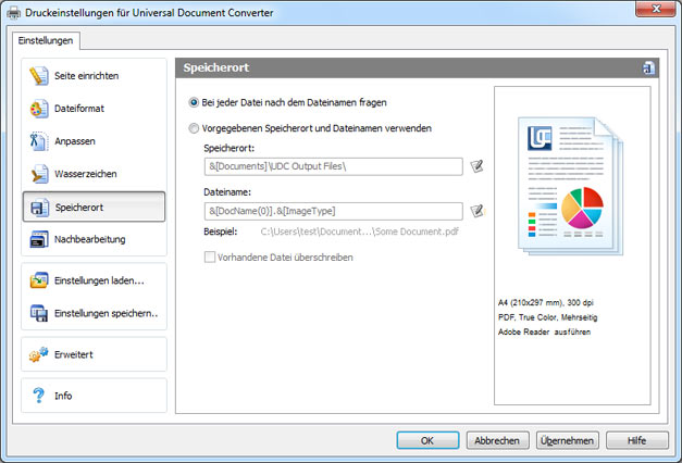 UDC-output-file-lication-settings