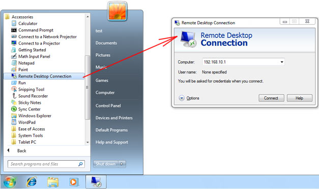 How to start the remote desktop session
