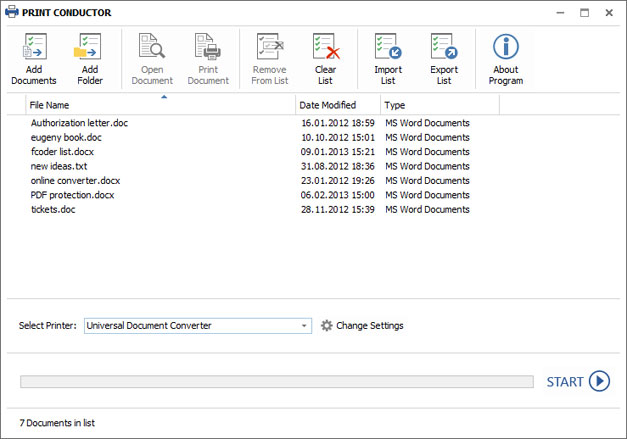 Print Conductor with documents