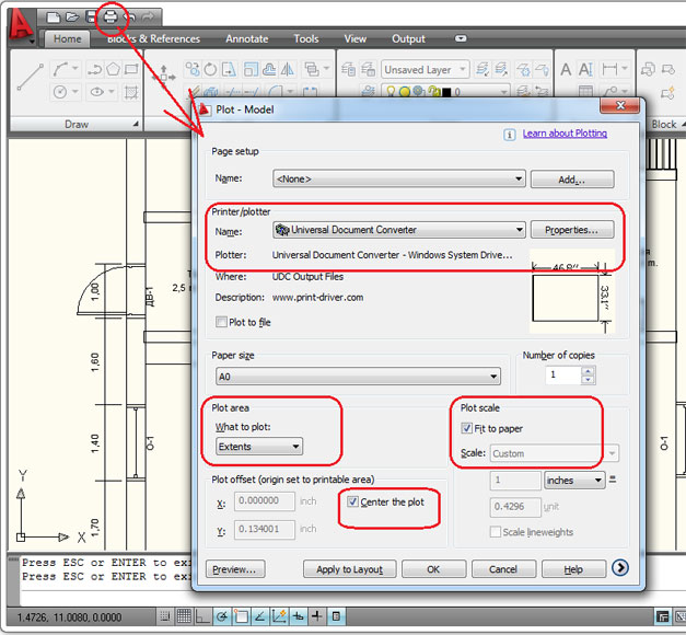 AutoCAD Plot-Fenster