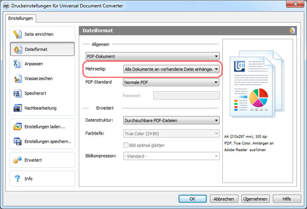 Fügen Sie alle Dokumente an bestehende PDF-Funktion von UDC