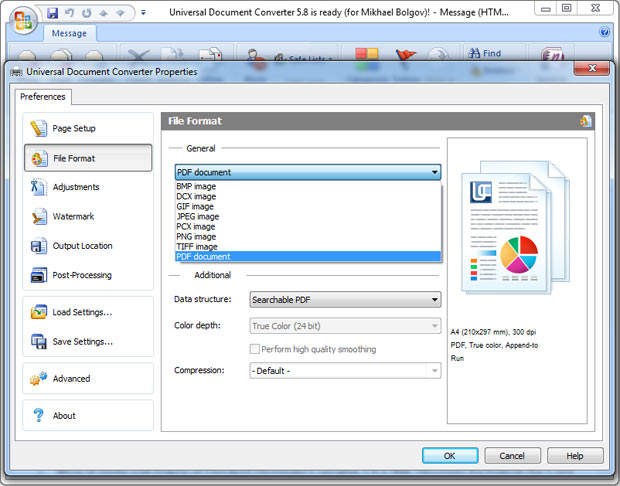 UDC select file format