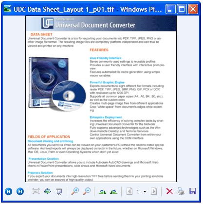 Konvertiertes Dokument in "Windows Bild- und Faxanzeige".